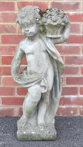 Stoneware garden putti, 80cm high : For Further Condition Reports and Live Bidding Please Go to