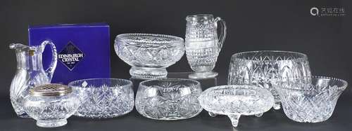 Good quality cut crystal and glassware including fruit bowls, jugs and Edinburgh Crystal bowl, the