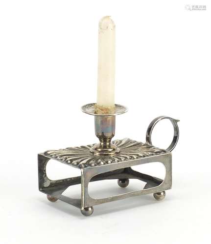 Victorian silver matchbox chamber stick, by Nathan & Hayes, Chester 1897, 10.5cm in length,