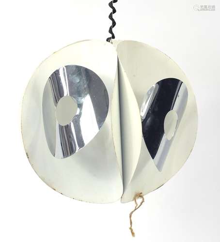 Vintage modernist enamelled metal light fitting, 36cm high : For Further Condition Reports and