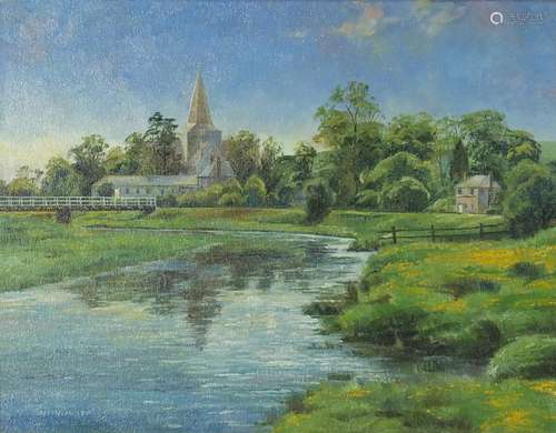 K A Sherrington - Alfriston, oil on canvas, framed, 44.5cm x 34.5cm : For Further Condition