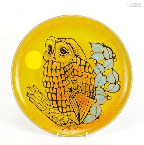 Poole pottery Aegean owl plate by J Brewer, 32cm in diameter : For Further Condition Reports and