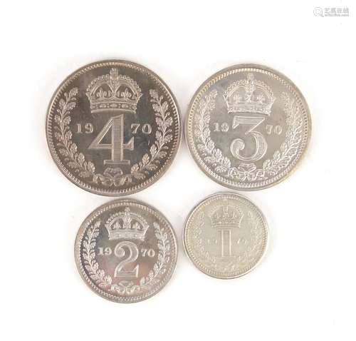 Elizabeth II 1970 Maundy coin set with case : For Further Condition Reports and Live Bidding