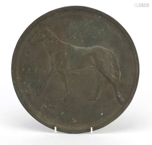 Bronze plaque cast with a horse, 26.5cm in diameter : For Further Condition Reports and Live Bidding