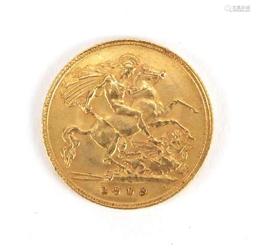 Edward VII 1909 gold half sovereign : For Further Condition Reports and Live Bidding Please Go to