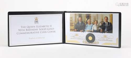 Queen Elizabeth II 90th birthday gold commemorative coin cover : For Further Condition Reports and