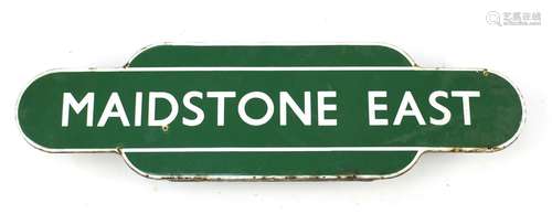 Railwayana Maidstone East enamel advertising sign, 93cm x 26cm : For Further Condition Reports