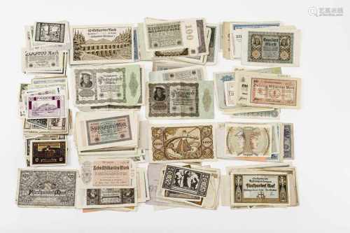 Konvolut NotgeldUnd Papiergeld (von ca. 1915-1950). Ca. 740 Teile (große Diversität, gesamtes