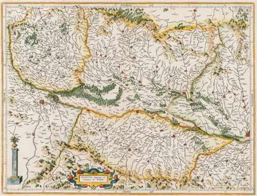 Elsass, Sundgau und BreisgauAmsterdam um 1630. Kupferstichkarte, altkol. Breisgau und Schwarzwald
