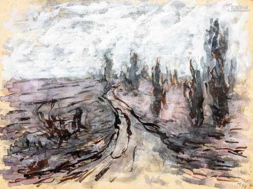 Asendorpf, Bartold1888 Stettin - 1946 Buchenwald. Tusche/Aquarell/weiße Kreide. Weg durch die weite,