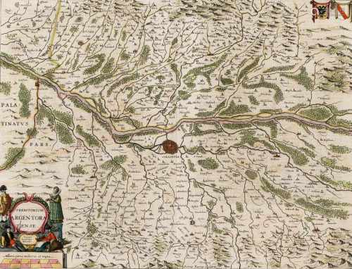 StrassburgFrankreich 1638. Kupferstichkarte, altkol. 