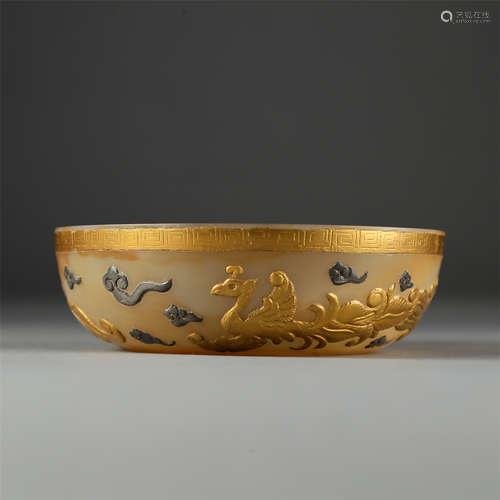 CHINESE GOLD COVERED AGATE CUP