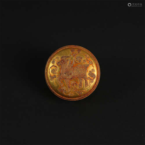 CHINESE PURE GOLD LIDDED BOX HAN DYNASTY