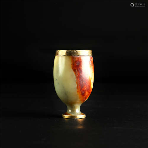 CHINESE GOLD DECOR AGATE CUP HAN DYNASTY