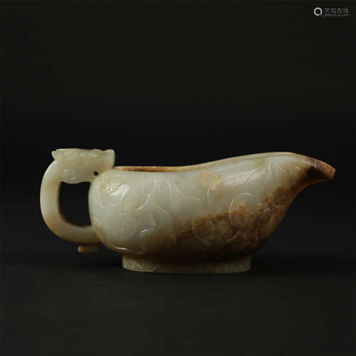 CHINESE ANCIENT JADE JUE CUP HAN DYNASTY