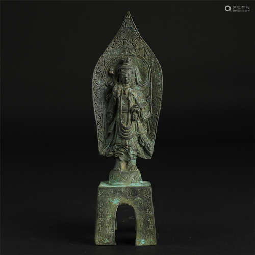 CHINESE ANCIENT BRONZE STANDING BUDDHA HAN DYNASTY