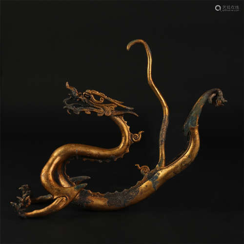 CHINESE GILT BRONZE FLYING DRAGON TABLE ITEM