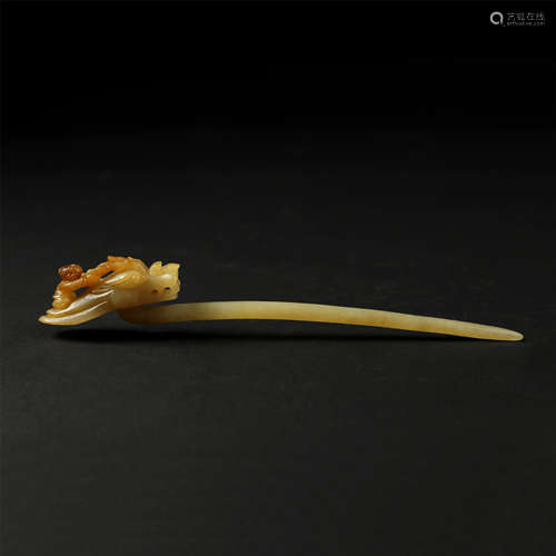 CHINESE NEPHRITE JADE DRAGON HAIR PIN