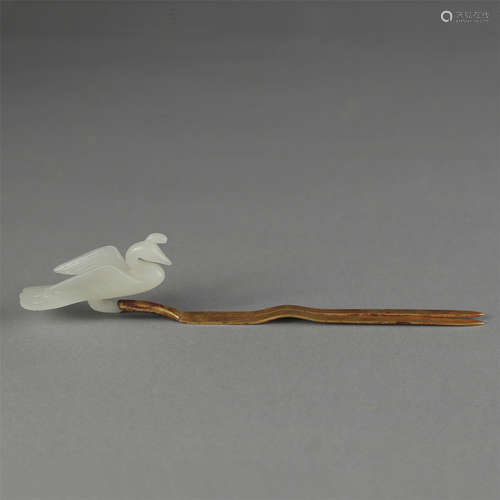 CHINESE JADE PURE GOLD HAIR PIN LIAO DYNASTY