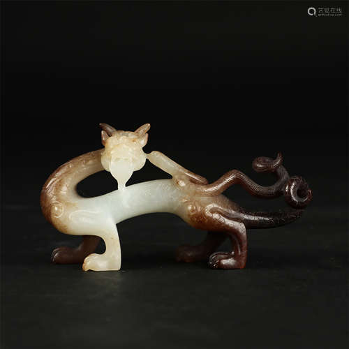 CHINESE ANCIENT JADE DRAGON TABLE ITEM