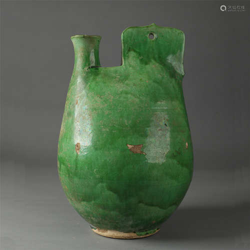 CHINESE PORCELAIN GREEN GLAZE KETTLE