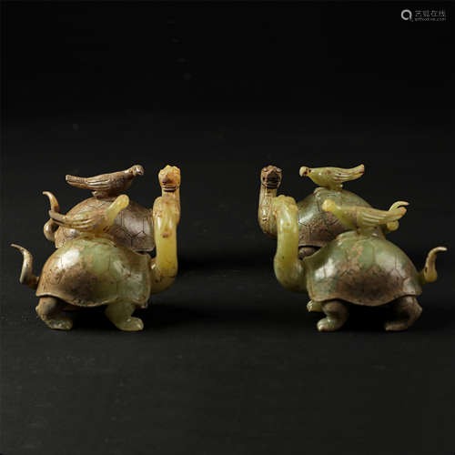 FOUR CHINESE ANCIENT JADE TURTLES