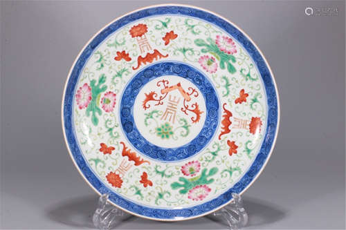 CHINESE PORCELAIN FAMILLE ROSE FLOWER PLATE