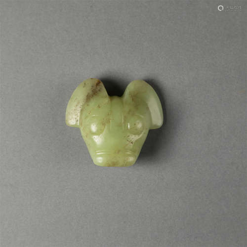 CHINESE ANCIENT JADE OX HEAD