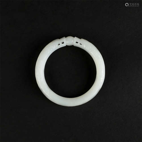 CHINESE WHITE JADE DRAGON BANGLE