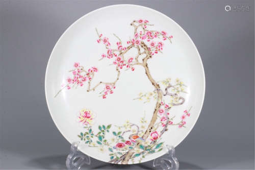 CHINESE PORCELAIN FAMILLE ROSE FLOWER CHARGER