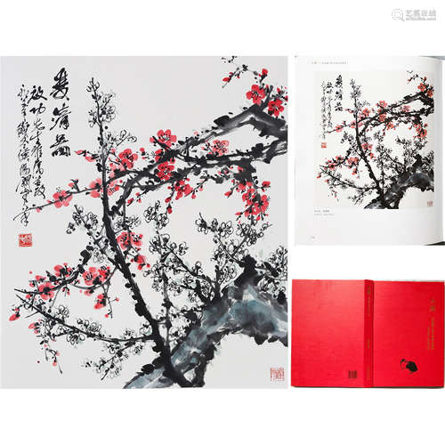 CHINESE SCROLL PAINTING OF PLUM BLOSSOMMINGS WITH PUBLICATION