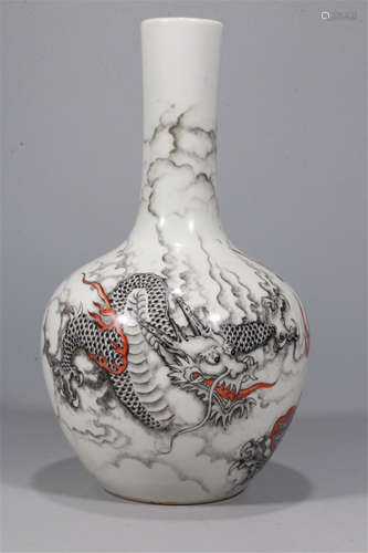 CHINESE PORCELAIN INK PAINTED DRAGON TIANQIU VASE