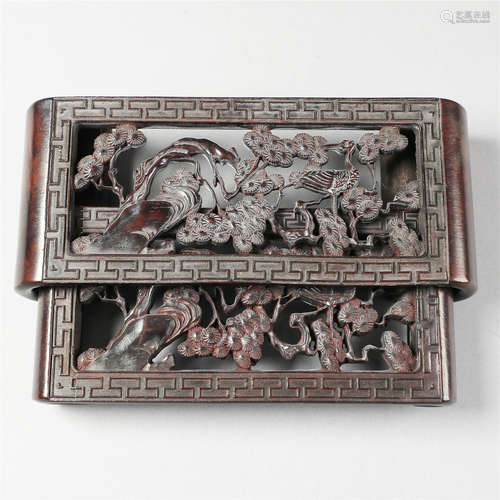 CHINESE HONGMU CARVED SCHOLAR'S BENCH