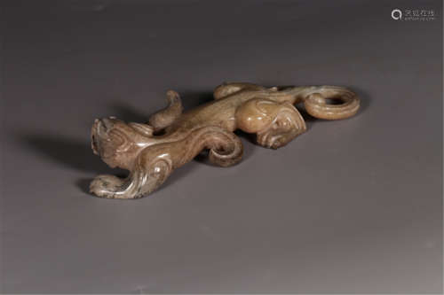 CHINESE ANCIENT JADE DRAGON TABLE ITEM