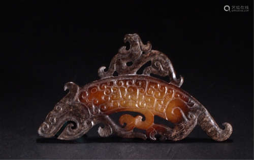 CHINESE ANCIENT JADE BEAST PLAQUE