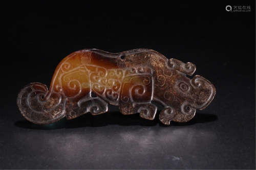 CHINESE ANCIENT JADE BEAST PLAQUE