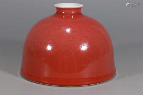 CHINESE PORCELAIN RED GLAZE WATER JAR