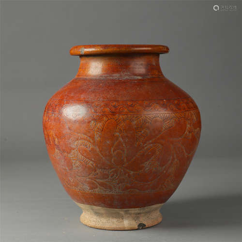 CHINESE PORCELAIN BROWN GLAZE JAR