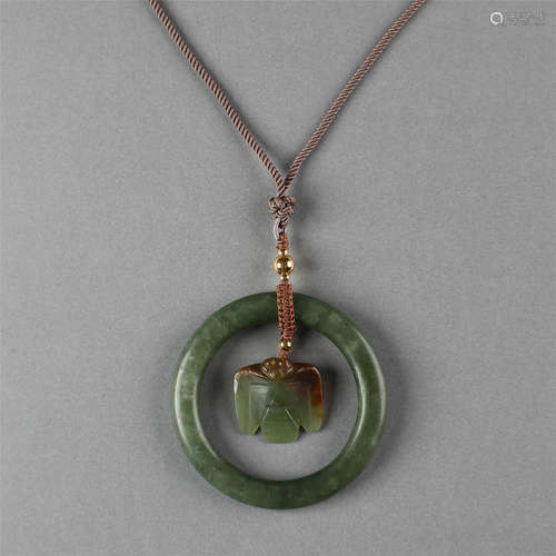 CHINESE ANCIENT JADE RING AND EAGLE PENDANT