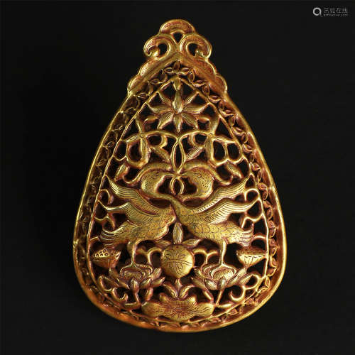 CHINESE PURE GOLD INCENSE CAGE LIAO DYNASTY