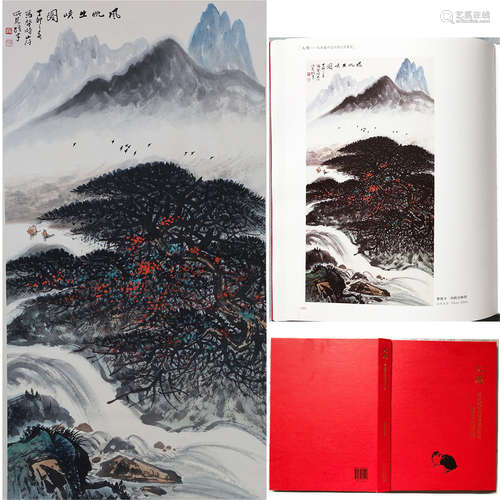 CHINESE SCROLL PAINTING OF MOUNTAIN VIEWS WITH PUBLICATION