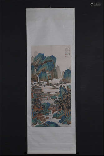 CHINESE SCROLL PAINTING OF MOUNTAIN VIEWS