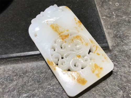 CHINESE WHITE JADE DRAGON PLAQUE