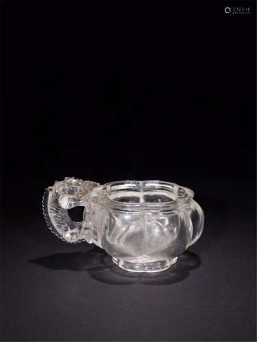 CHINESE ROCK CRYSTAL DRAGON HANDLE CUP