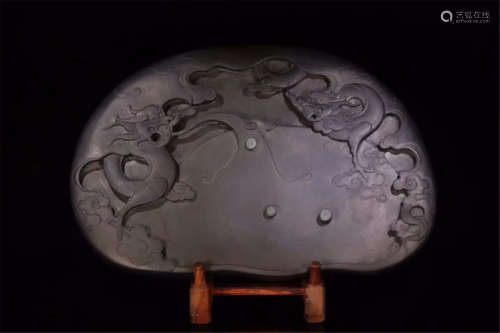 CHINESE DUAN STONE DRAGON INKSTONE