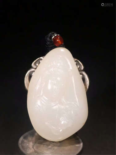 CHINESE WHITE JADE GUANYIN PENDANT