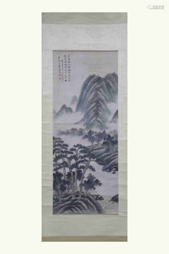 CHINESE SCROLL PAINTING OF MOUNTAIN VIEWS