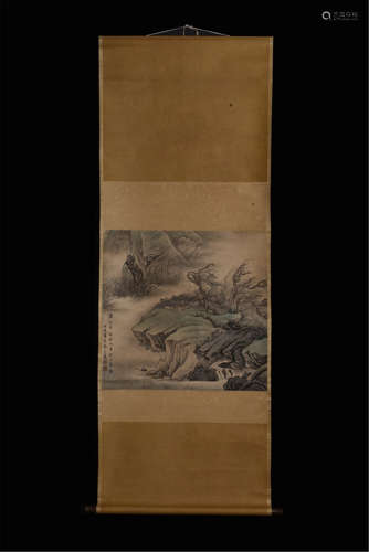 CHINESE SCROLL PAINTING OF MOUNTAIN VIEWS