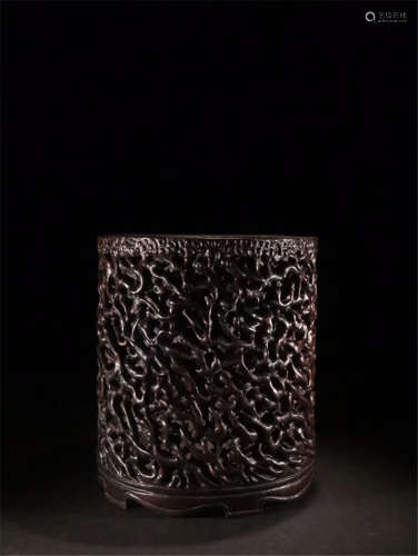 CHINESE BAMBOO CARVED BRUSH POT