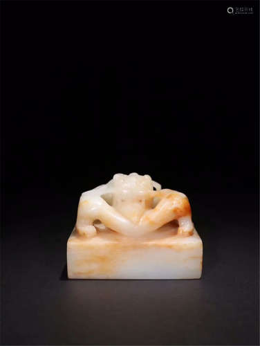 CHINESE WHITE JADE DRAGON SEAL